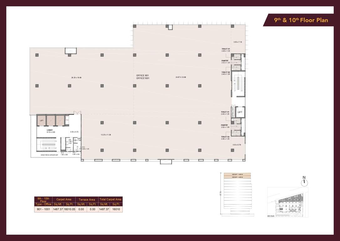  world tower phase 1 Tower 1, Tower 2 And Tower 3 Cluster Plan from 9th to 10th Floor