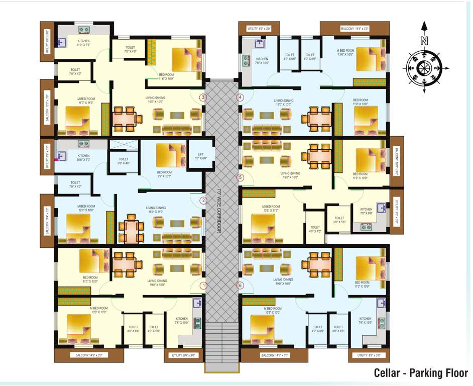  sharan residency block c Sharan Residency Block C Typical Floor Cluster Plan