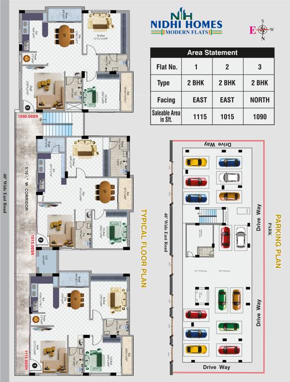  nidhi homes Nidhi Homes Cluster Plan for Typical Floor