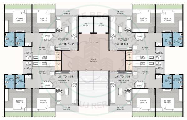  radhe-elysium Block E Cluster Plan From 2nd To 14th Floor