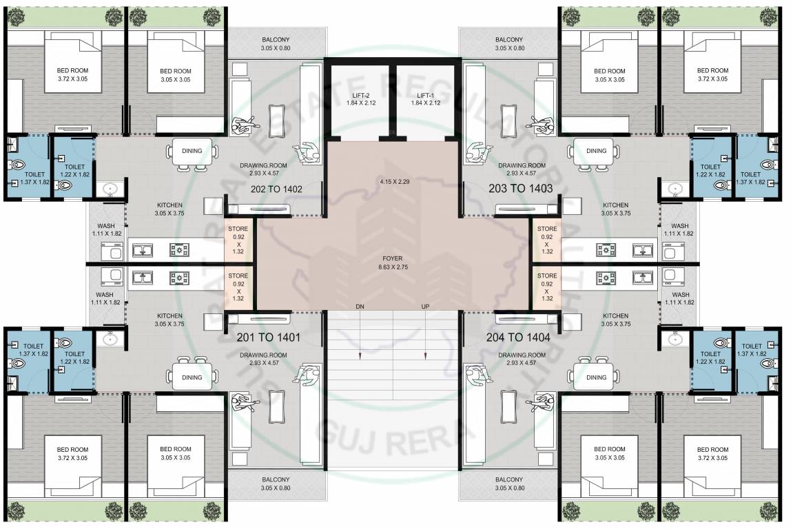  radhe elysium Block F Cluster Plan From 2nd To 14th Floor