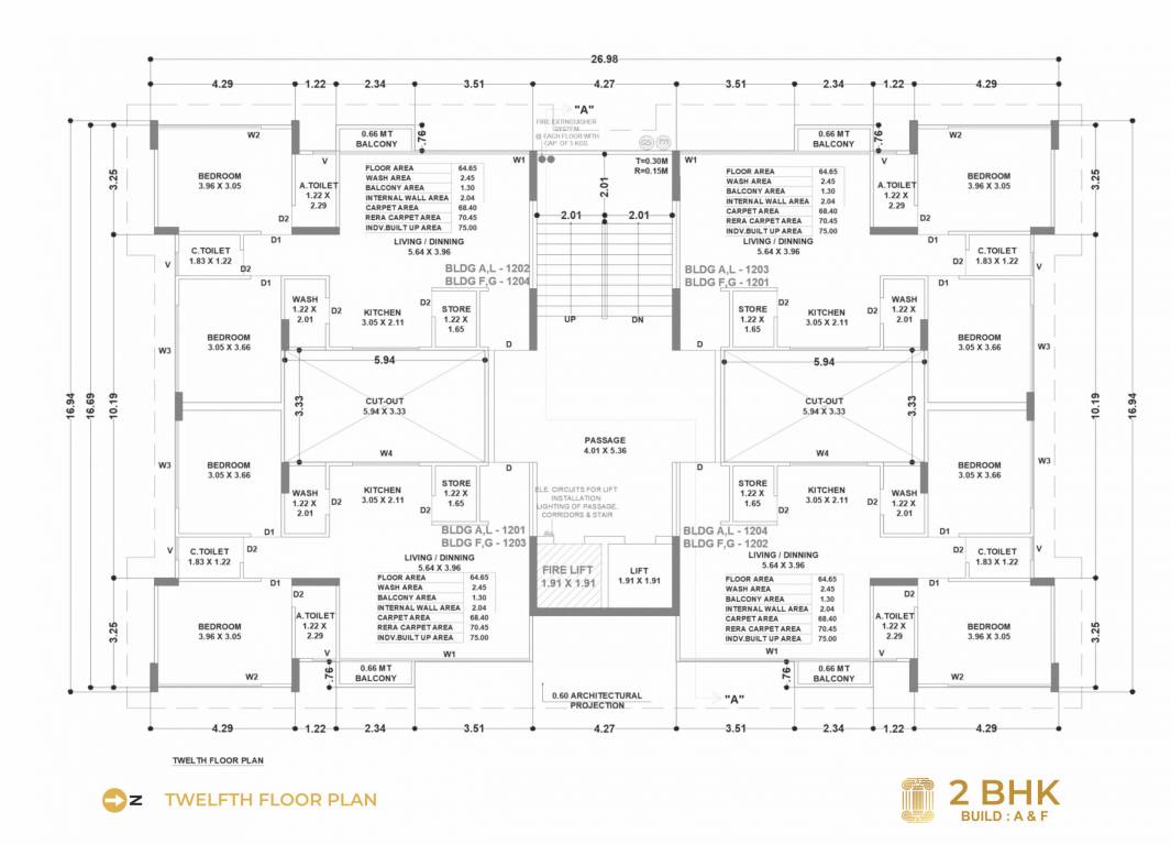 rameshwaram ivaan phase ii Block A & F Cluster Plan for 12th Floor