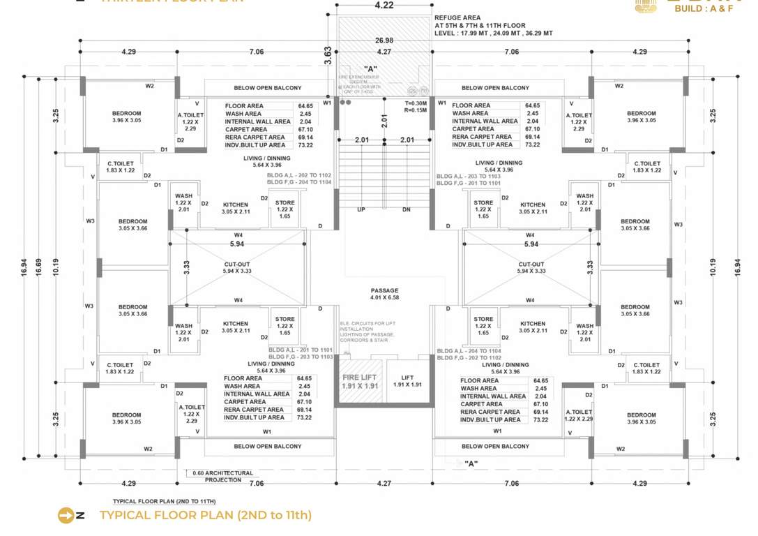 rameshwaram ivaan phase ii Block A & F Cluster Plan from 2nd to 13th Floor