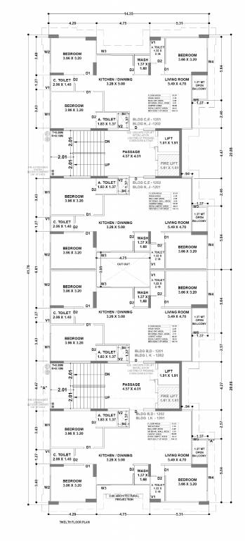 rameshwaram ivaan phase ii Block B,C & D Cluster Plan for 12th Floor