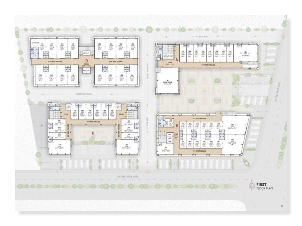  vrundavan trade center Block A B, C And D Cluster Plan for 1st Floor
