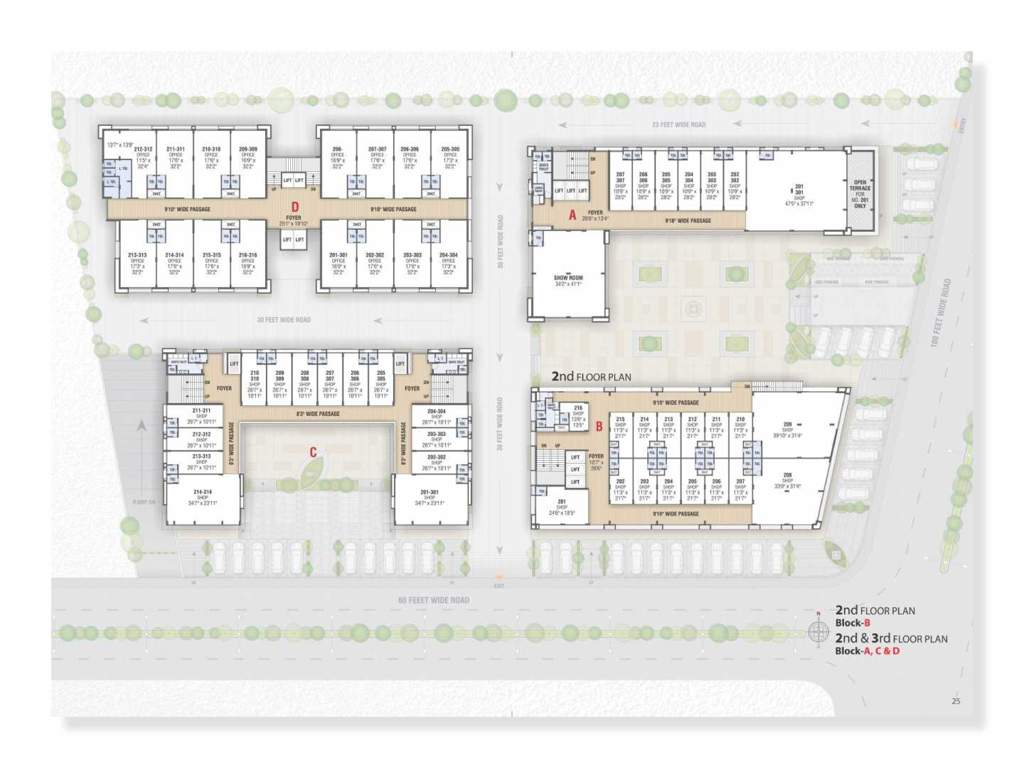  vrundavan trade center Block A B, C And D Cluster Plan from 2nd to 3rd Floor