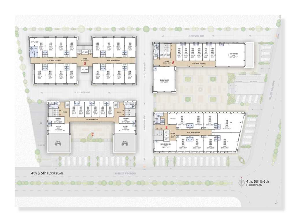  vrundavan trade center Block A B, C And D Cluster Plan from 4th to 6th Floor
