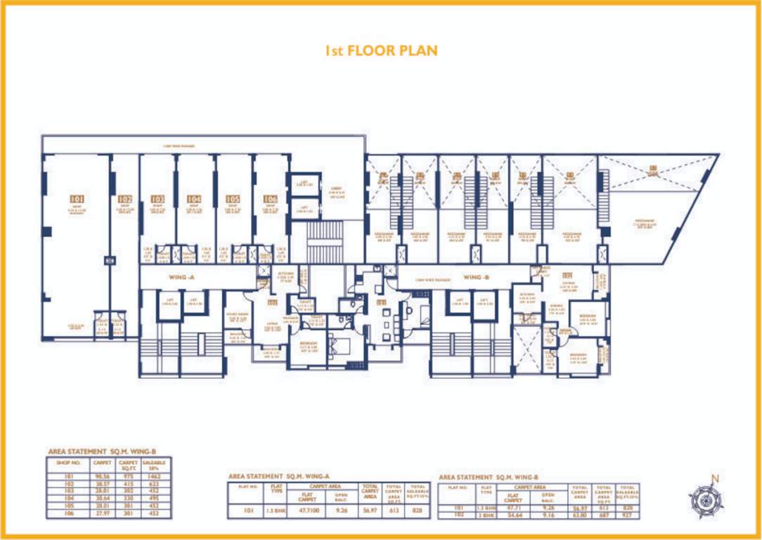  shreeji commercial A + B Wing Cluster Plan For 1st Floor