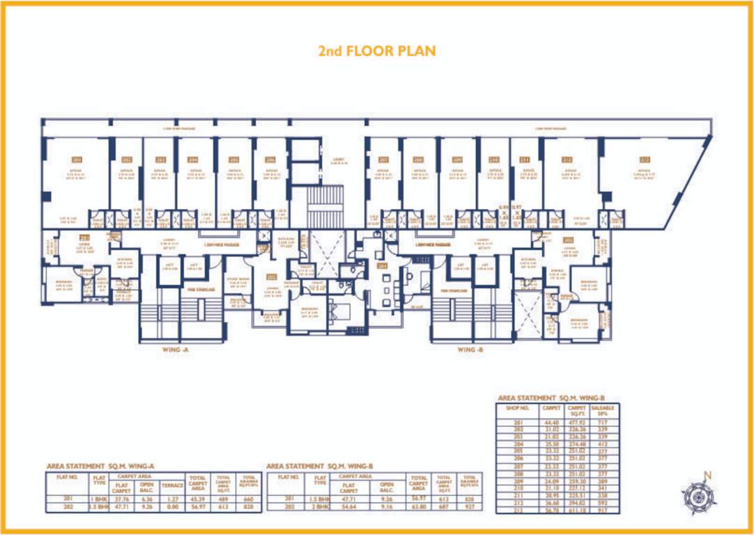  shreeji commercial A + B  Wing Cluster Plan For 2nd Floor