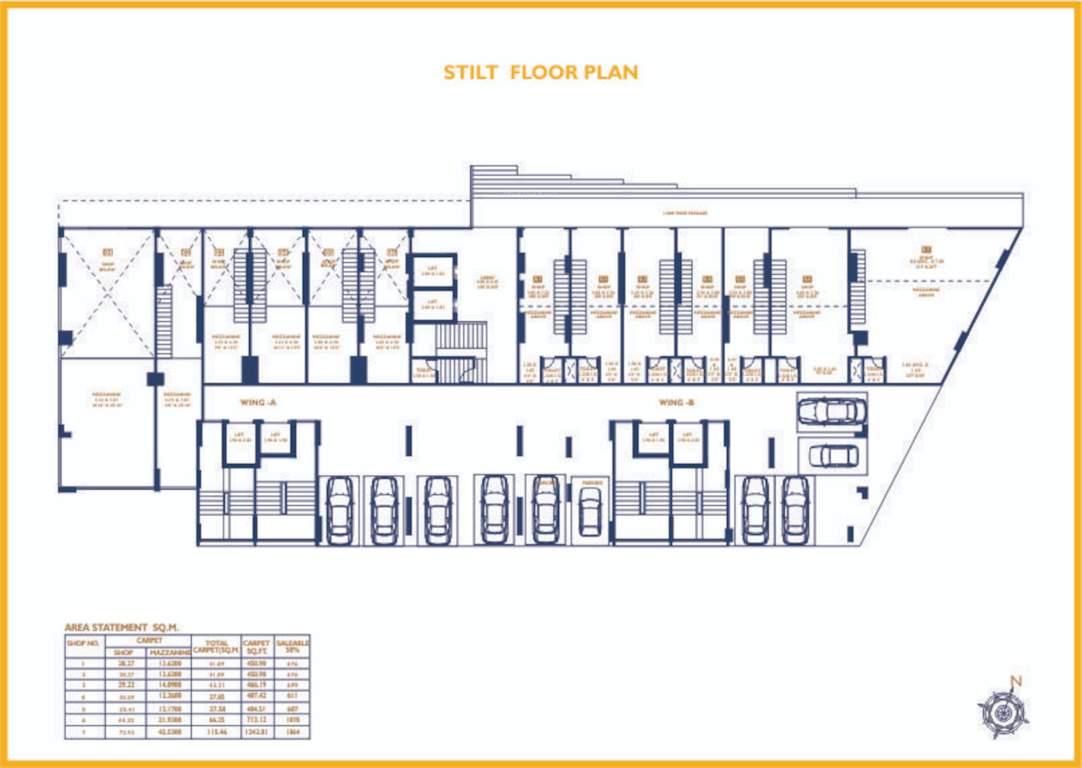  shreeji commercial A + B Wing Cluster Plan For Stilt Floor 