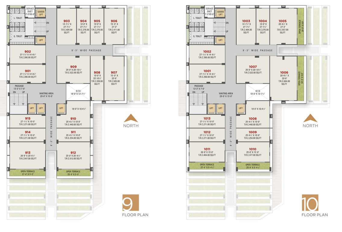 trade center Trade Center Cluster Plan from 9th to 10th Floor