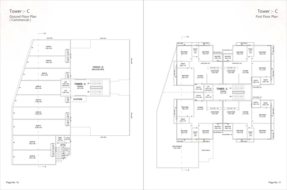 gulmohar Block C Cluster Plan from ground to 1st Floor