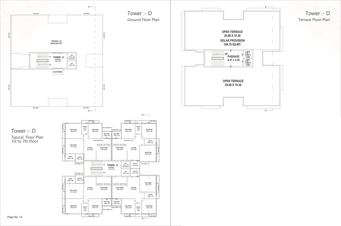 gulmohar Block D Cluster Plan from ground to 7th Floor