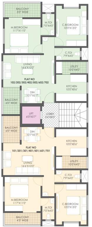  crystal hills Crystal Hills Cluster Plan From 1st To 7th Floor Typical Floor Plan