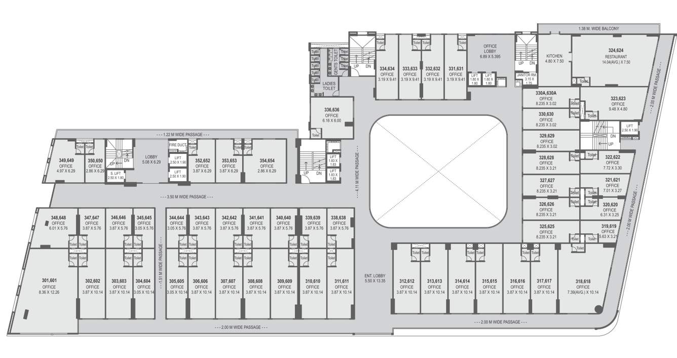  vasantam city center phase 1 Commercial Building Cluster Plan From 3rd To 6th Floor