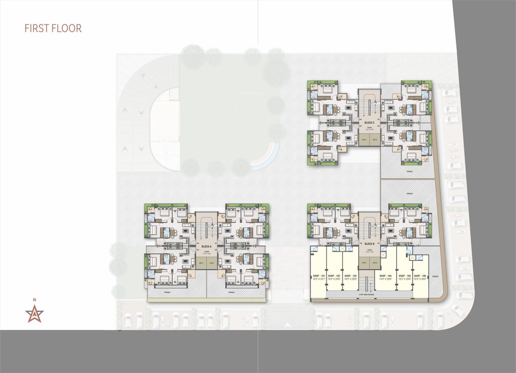  eleven 04 homes Block A, Block B And Block C  Cluster Plan for 1st Floor