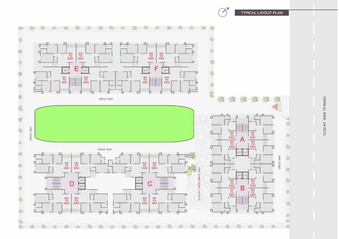  shyam upvan Block A,B,C,D,E&F Typical Floor Cluster Plan