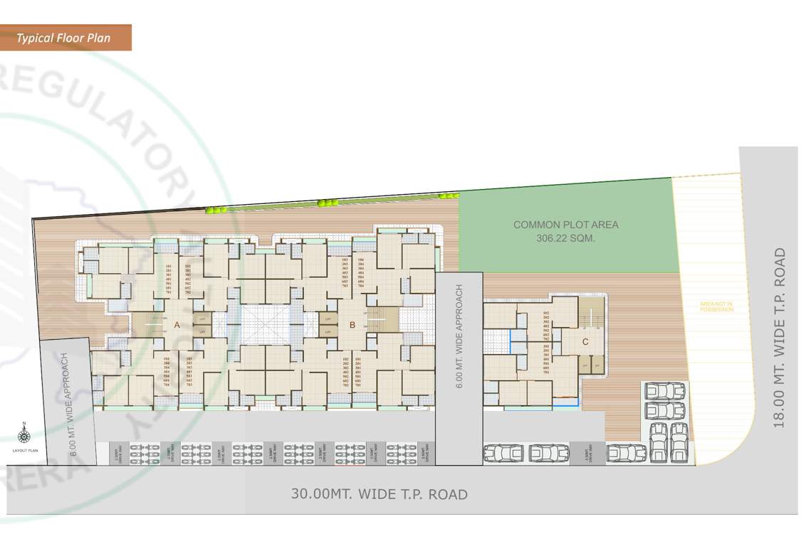  pushpak 84 Block A,B,C Typical Floor Cluster Plan