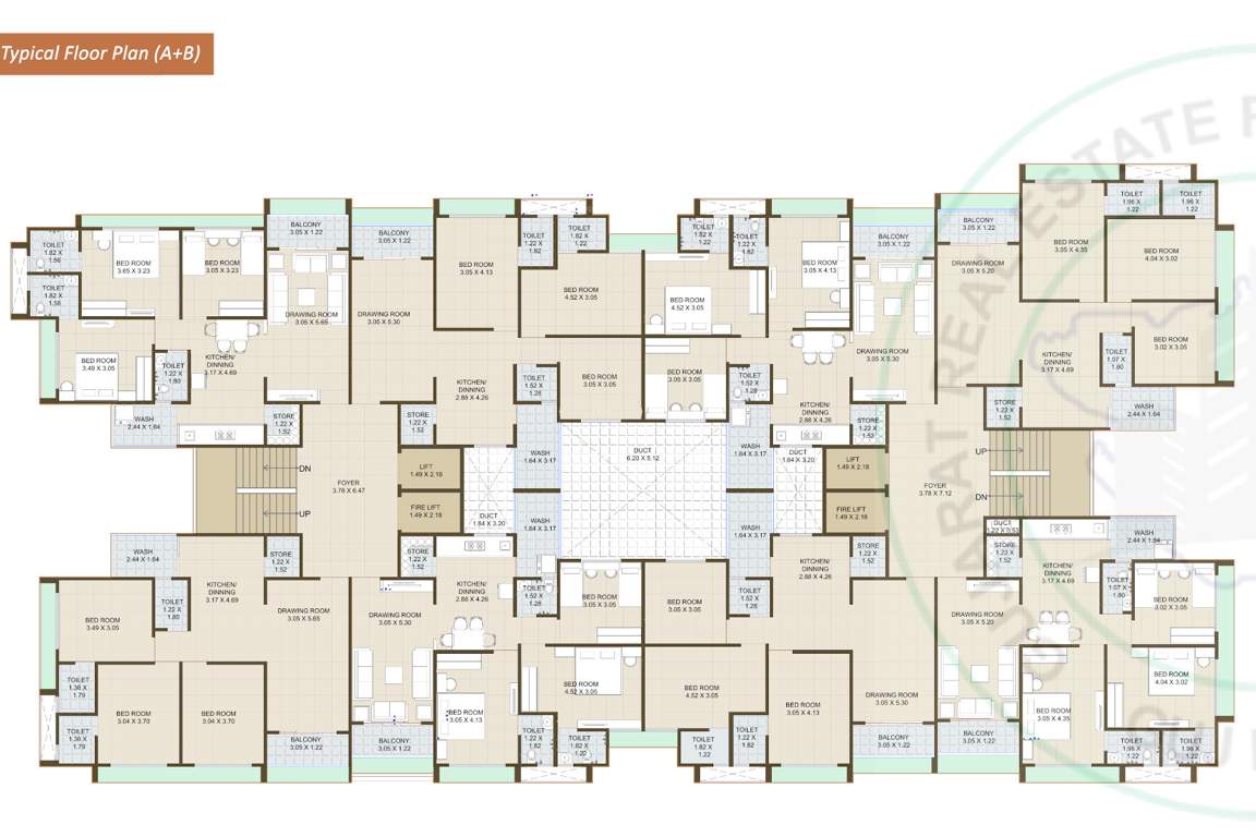 pushpak 84 Block A & B Typical Floor  Cluster Plan