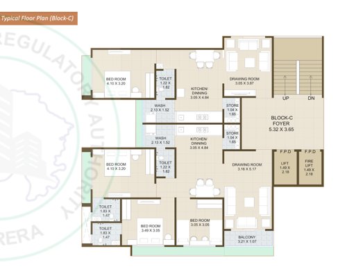  pushpak-84 Block C Typical Floor Cluster Plan