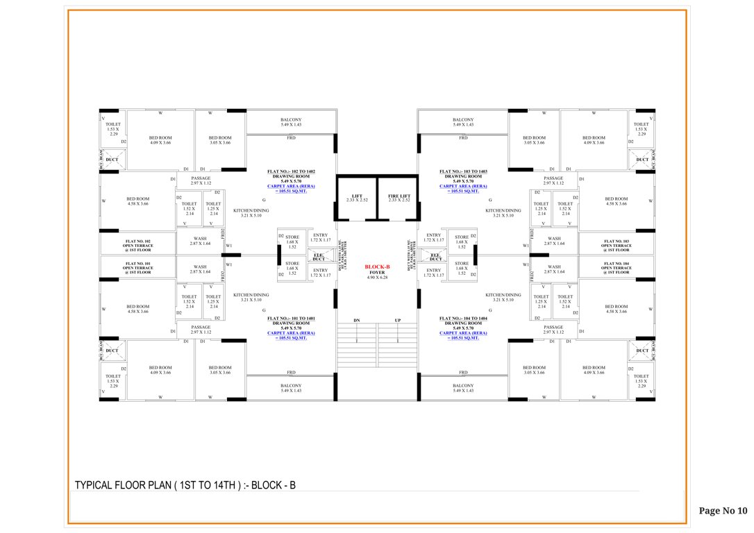  royal king Block B Cluster Plan from 1st to 14th Floor
