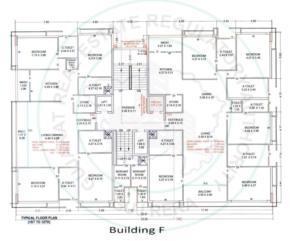 martella Block F Cluster Plan from 1st to 12th Floor