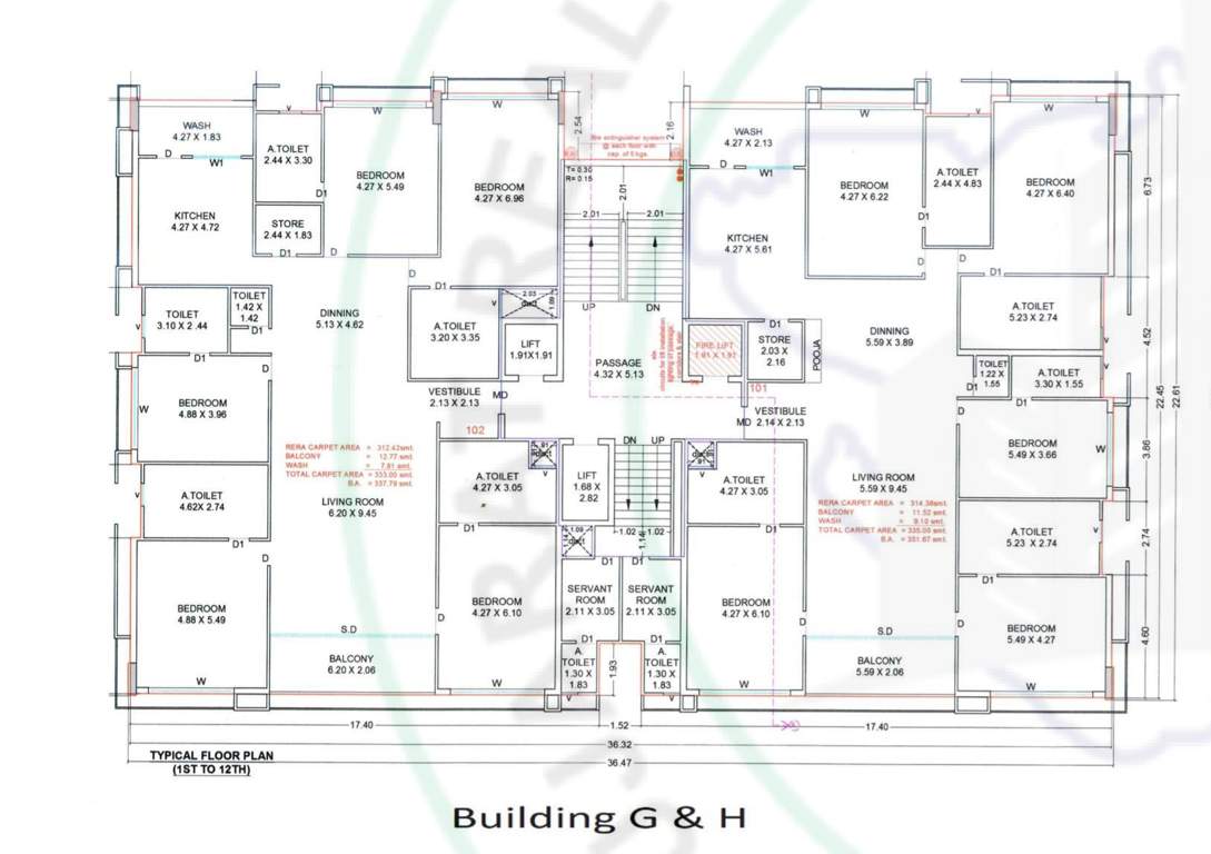 martella Block G And H Cluster Plan from 1st to 12th Floor