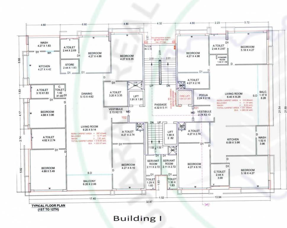 martella Block I Cluster Plan from 1st to 12th Floor