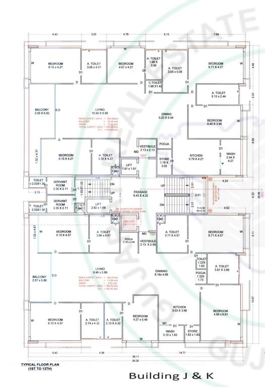 martella Block J And K Cluster Plan from 1st to 12th Floor