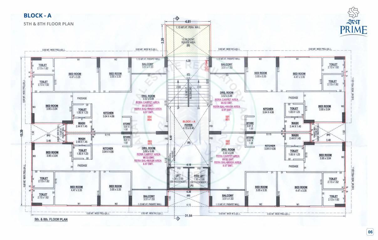  prime Block A Cluster Plan from 5th to 8th Floor
