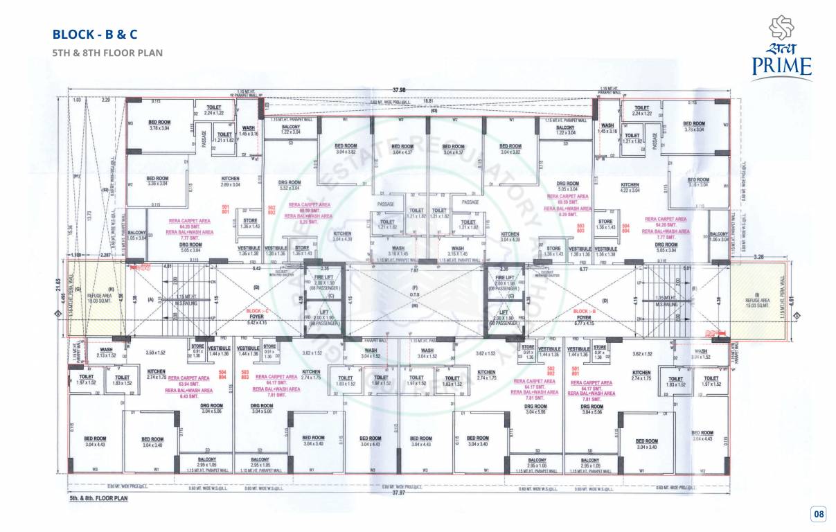  prime Block B A nd C Cluster Plan from 5th to 8th Floor