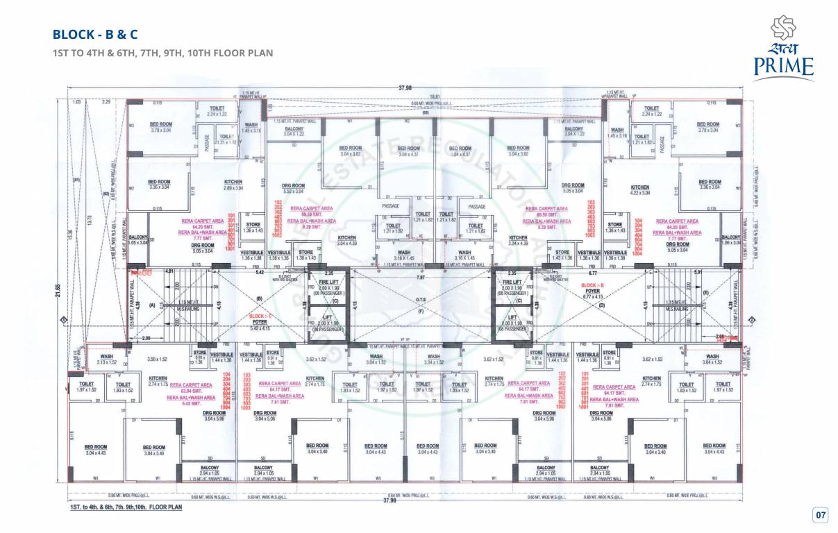  prime Block B And C Cluster Plan for Typical Floor