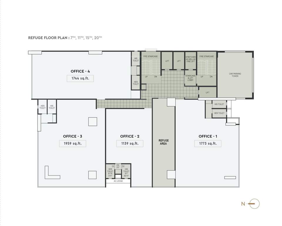  business bay commercial 2 Rachana Business Bay / Commercial 2 Cluster Plan For 7th, 11th, 15th And 20th Refuge Floor