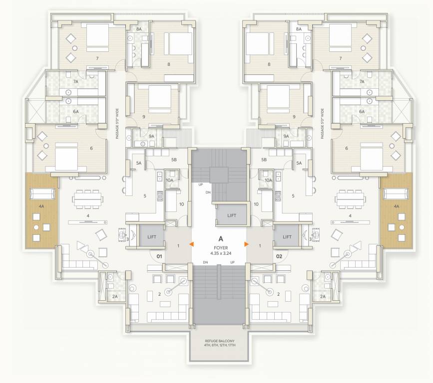 l3 Block A And B Cluster Plan For Typical Floor Plan