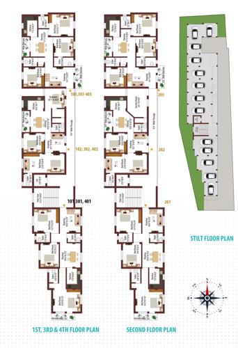  saanvi-enclave Sineway Saanvi Enclave Cluster Plan from 1st to 4th Floor