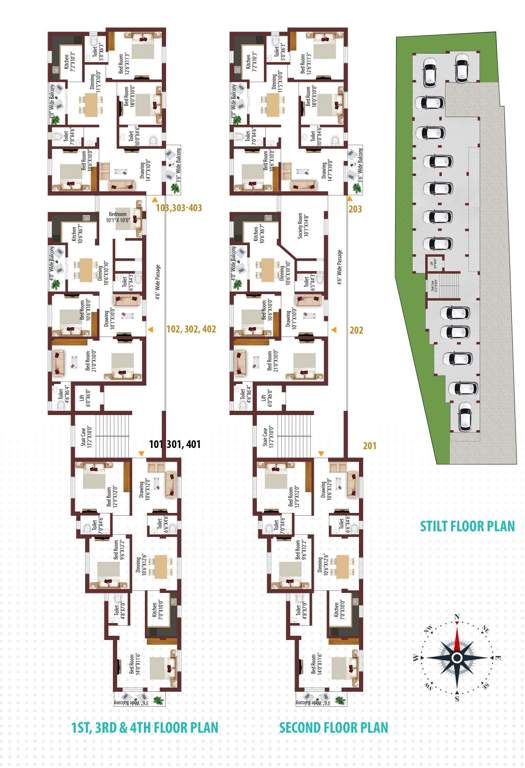 saanvi enclave Sineway Saanvi Enclave Cluster Plan from 1st to 4th Floor
