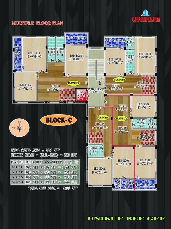  bee gee complex Block C Cluster Plan from 1st to 6th Floor