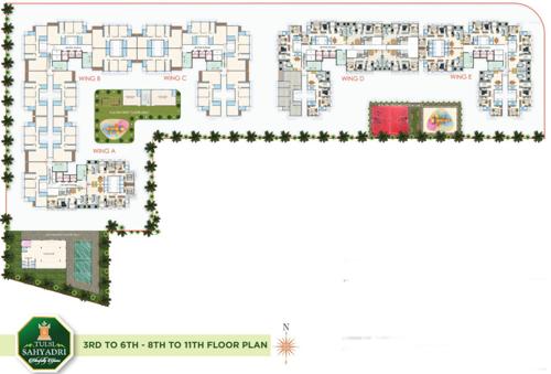  sahyadri Wing A To E Cluster Plan From 3rd to 6th & 8th To 11th Floor