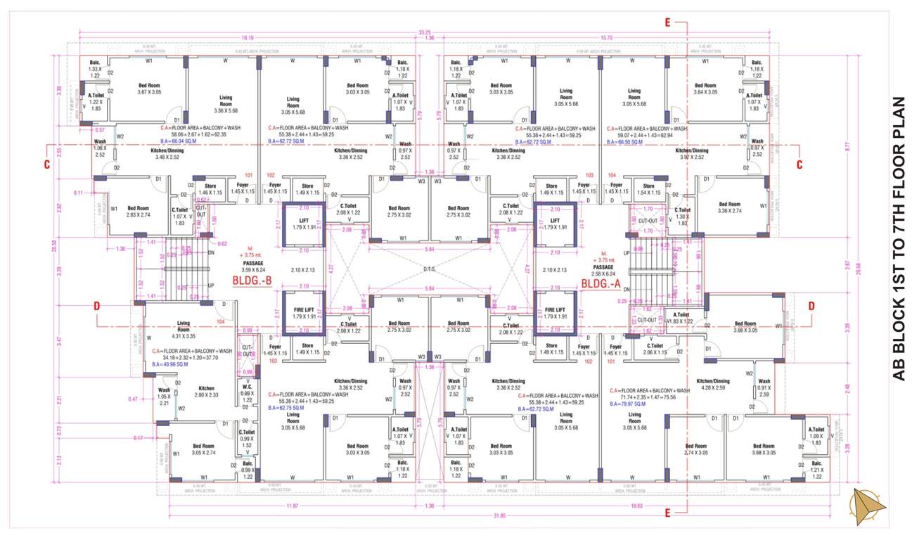 ananta vandemataram A, B Cluster Plan From 1st To 7th Floor