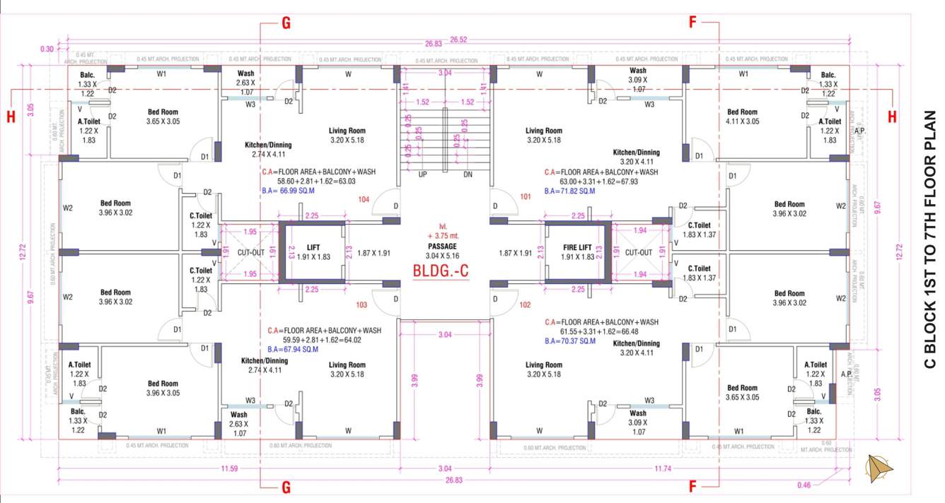 ananta vandemataram C Cluster Plan From 1st To 7th Floor