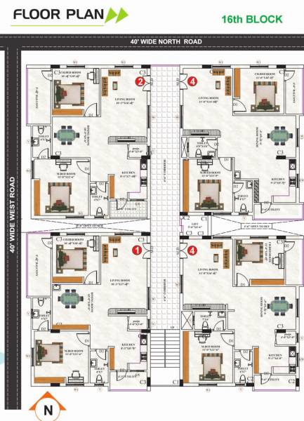  homes Block 16 Typical Cluster Plan