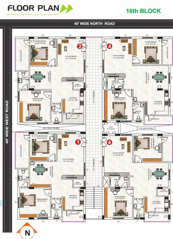  homes Block 16 Typical Cluster Plan