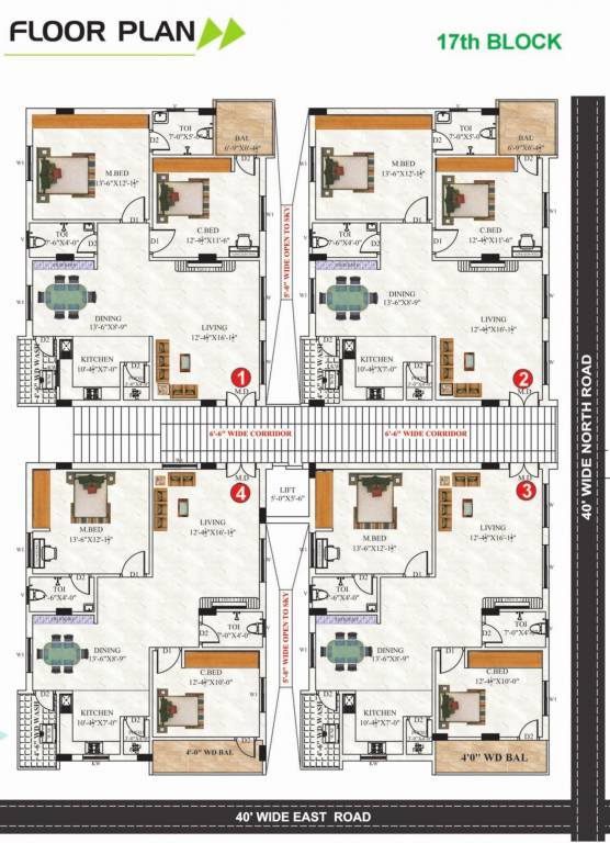  homes Block 17 Typical Cluster Plan