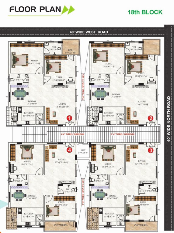  homes Block 18 Typical Cluster Plan
