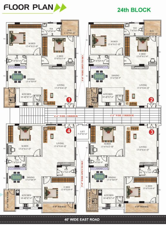  homes Block 24 Typical Cluster Plan