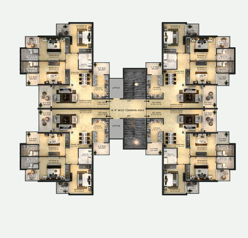 the suman marvelous Block A And B Cluster Plan from 1st to 14th Floor