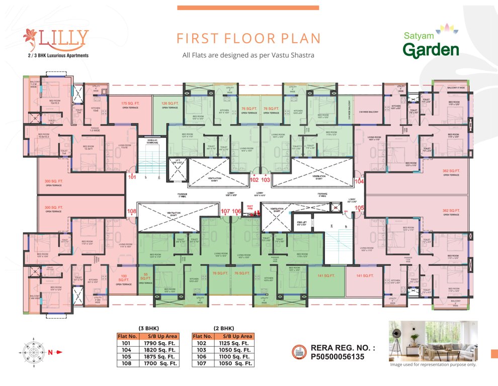  lilly Satyam Lilly Cluster Plan for 1st Floor