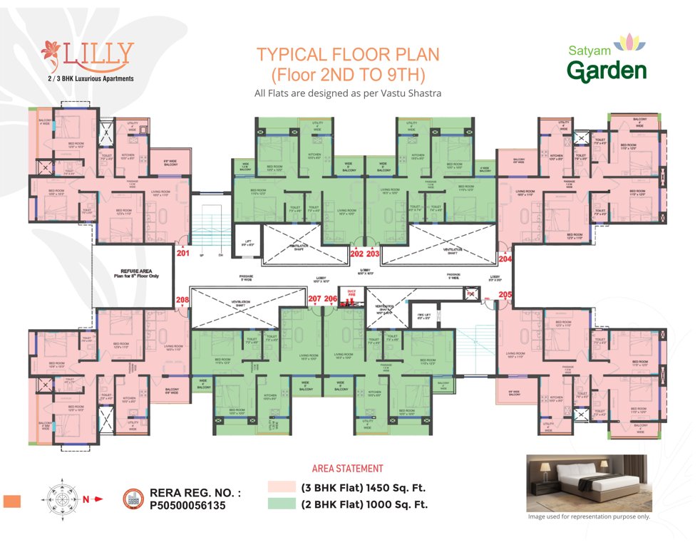  lilly Satyam Lilly Cluster Plan for Typical Floor