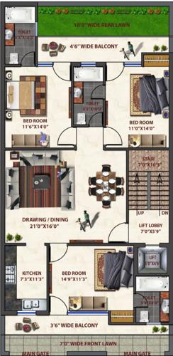  3bhk-bindal-luxury-homes 3BHK Bindal Luxury Homes Cluster Plan For Typical Floor Plan