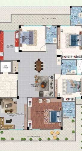  royal-floors-by-bindal-homes-450-sq-yards Royal Floors By Bindal Homes 450 Sq Yards Cluster Plan from 1st to 4th Floor